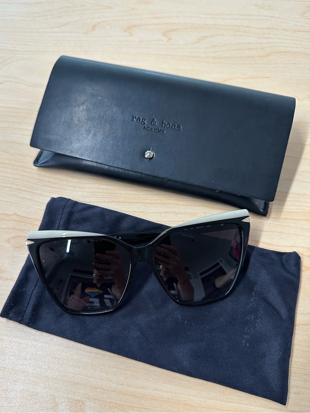 Rag‎ & Bone | cat eye sunglasses | black/ivory | gradient lens | G-1812